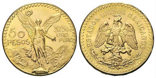 monete d'oro 50 pesos messicani